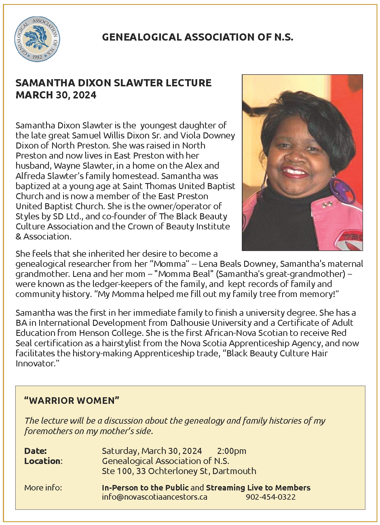 Samantha Dixon Slawter Lecture